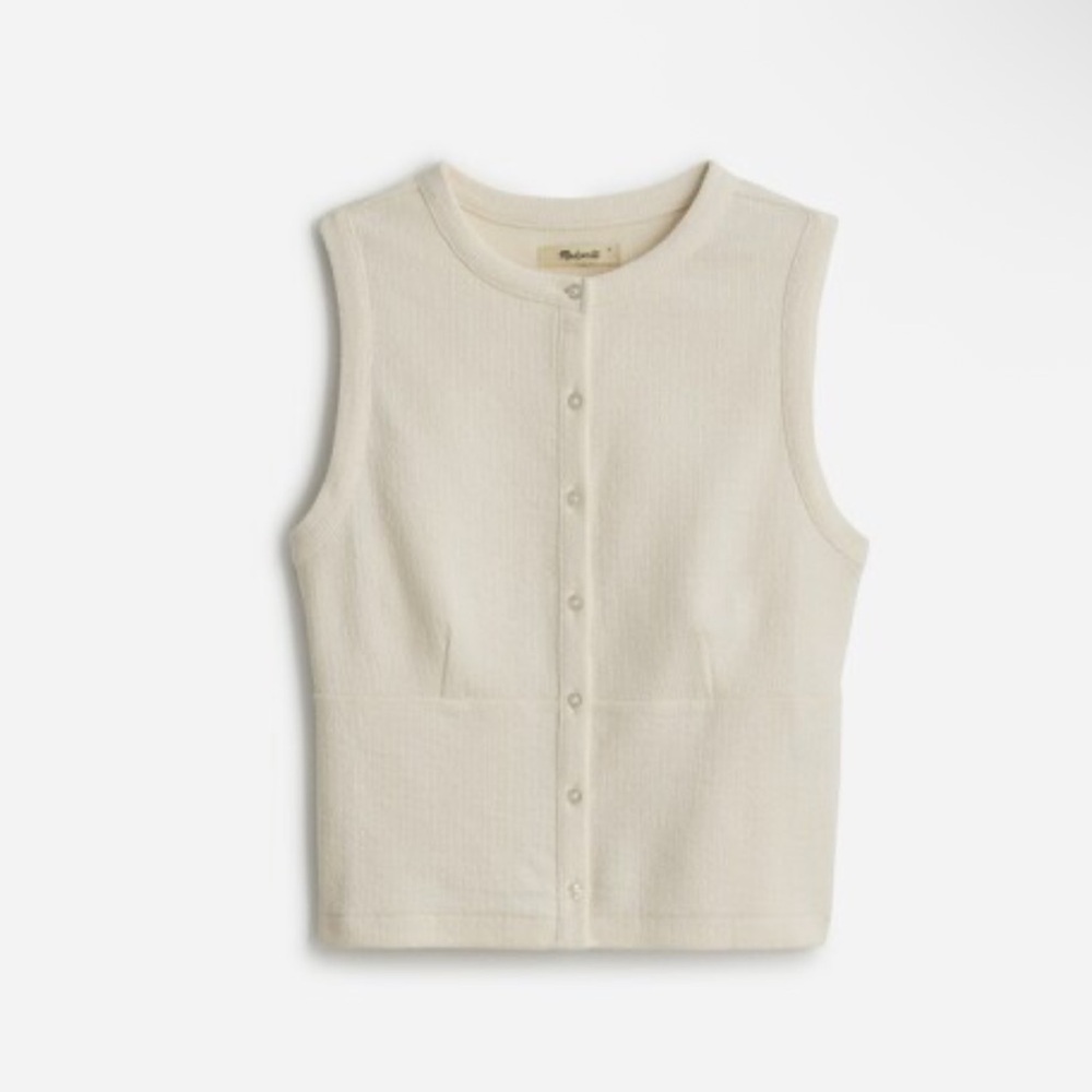 NWT Madewell Split-Crewneck Cardigan Tank in Lighthouse - Size Medium